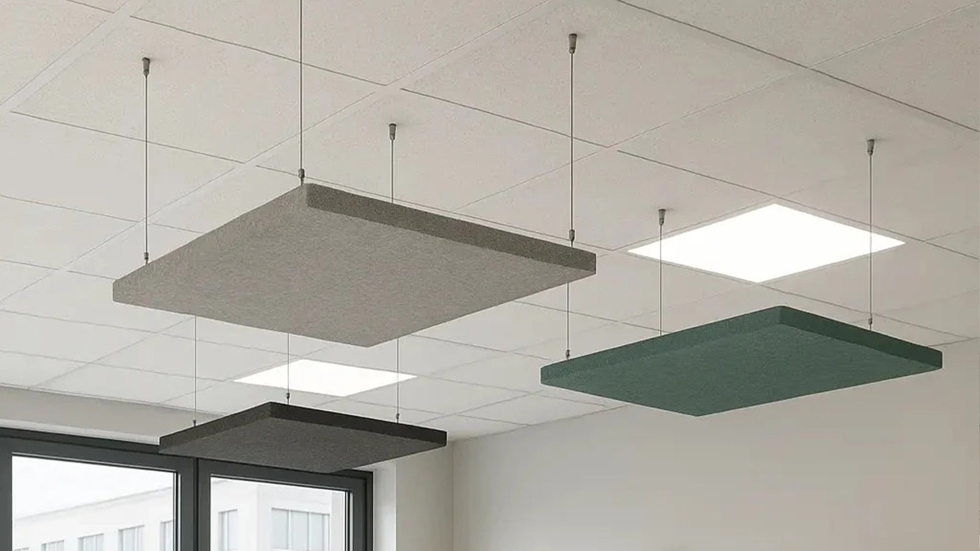 Suspended Ceiling Panels - Acoustic Felt RECTANGLE in white office interior DecorMania UK
